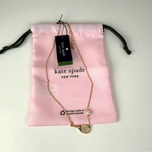 Kate Spade NY Queen Of The Court Goldtone Tennis Racket Necklace w/ Dust Bag NWT